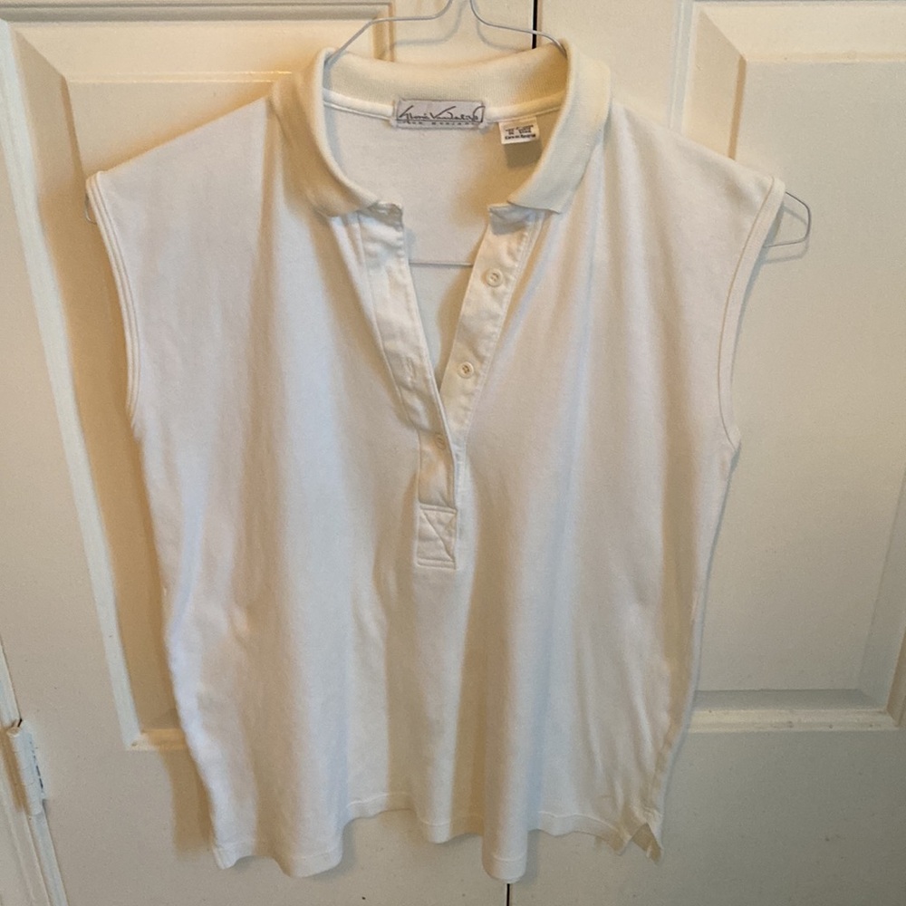 Vintage Gloria Vanderbilt Sleeveless Collared Cotton Blouse